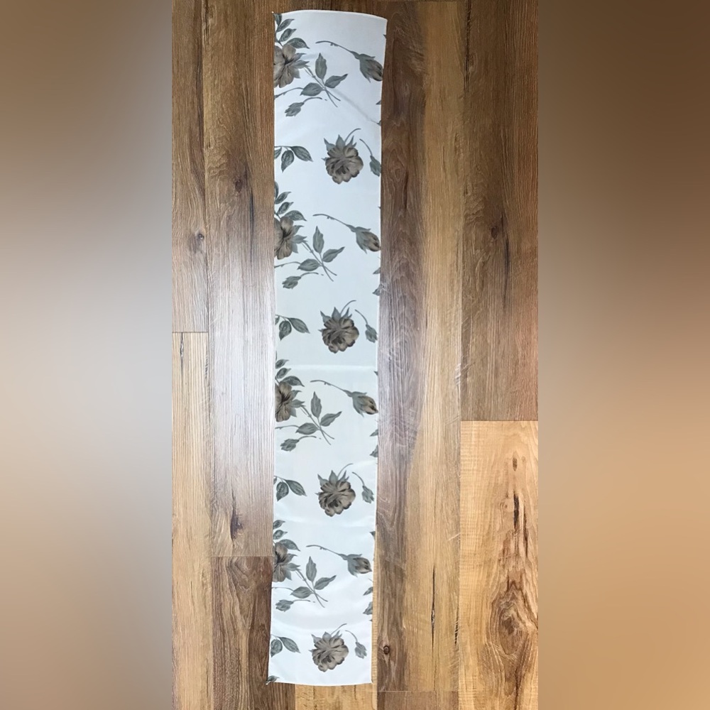 Elegant Floral Scarf with Brown and Green Accents